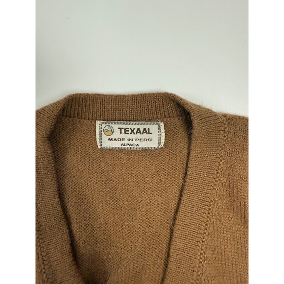 Texaal Alpaca Vest Made in Peru, V‎ Neck Knit Sleeveless Sweater Brown - Picture 2 of 5